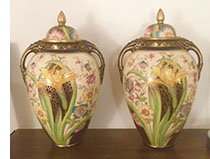 Pair of Old Chelsea Faience urns